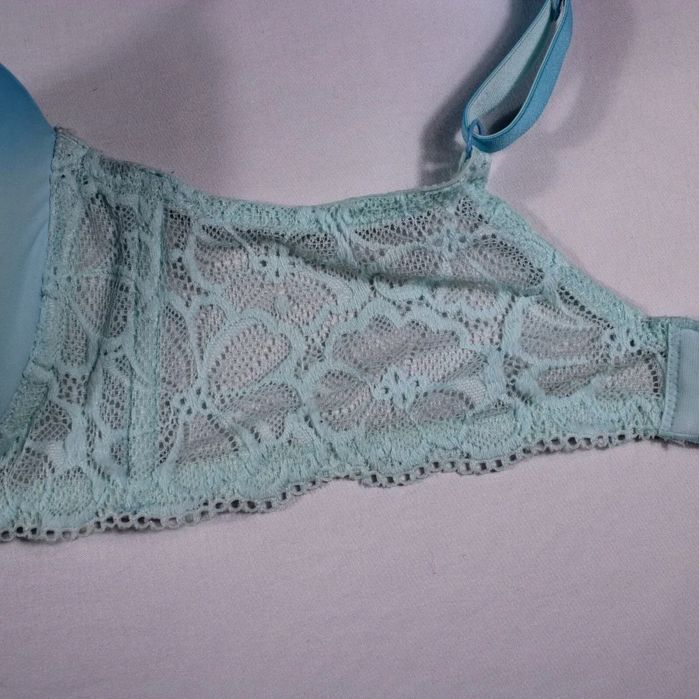 No Boundaries Bra Womens Size 34DD Sky Blue Adjustable Straps Cute Floral Design